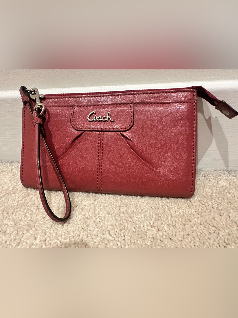 Coach Blush Pink Leather Wristlet Clutch